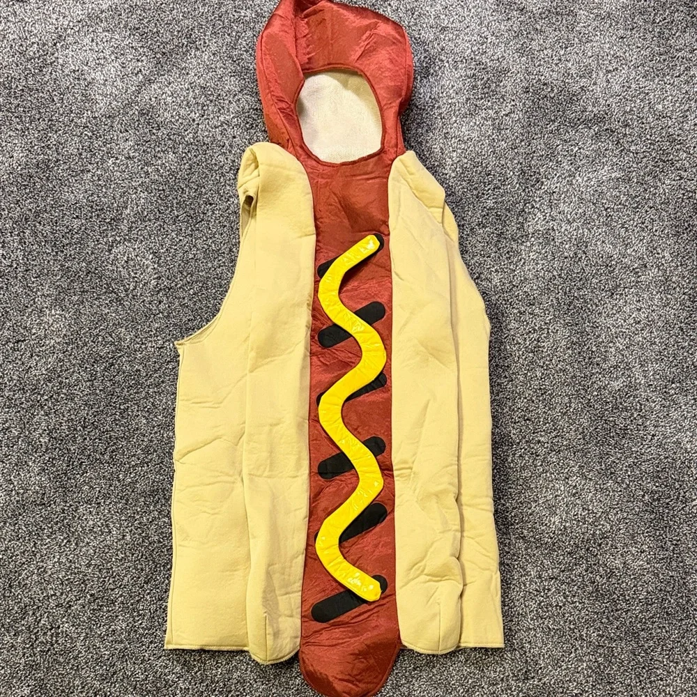Kids Yellow Hot Dog Costume with Ketchup Accent - Picture 1 of 2